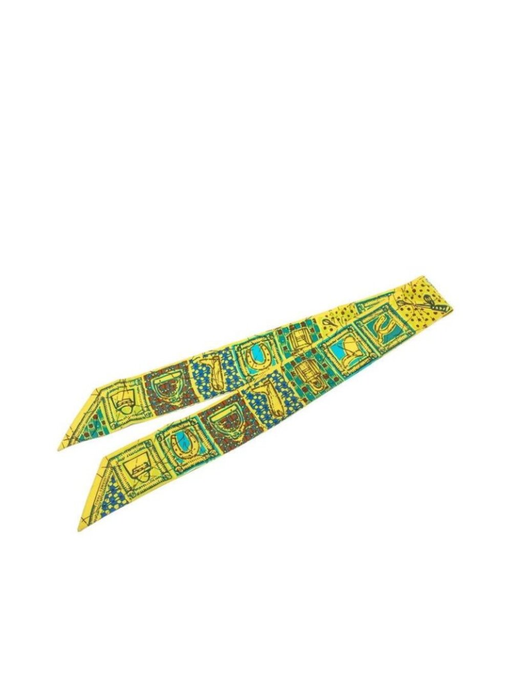 Hermes Twilly la Maison Des Carres de Carre Scarf Yellow Multicolor Silk